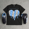 Black University Blue 5s DopeSkill T-Shirt Slime Drip Heart Graphic
