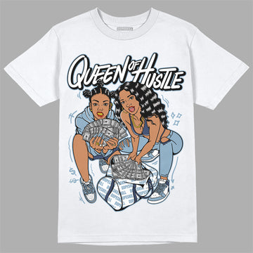 Jordan 1 Mid Diffused Blue DopeSkill T-Shirt Queen Of Hustle Graphic Streetwear - White 