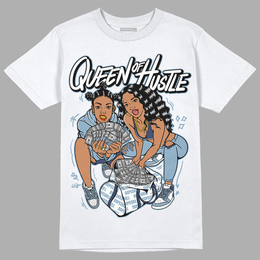 Jordan 1 Mid Diffused Blue DopeSkill T-Shirt Queen Of Hustle Graphic Streetwear - White 