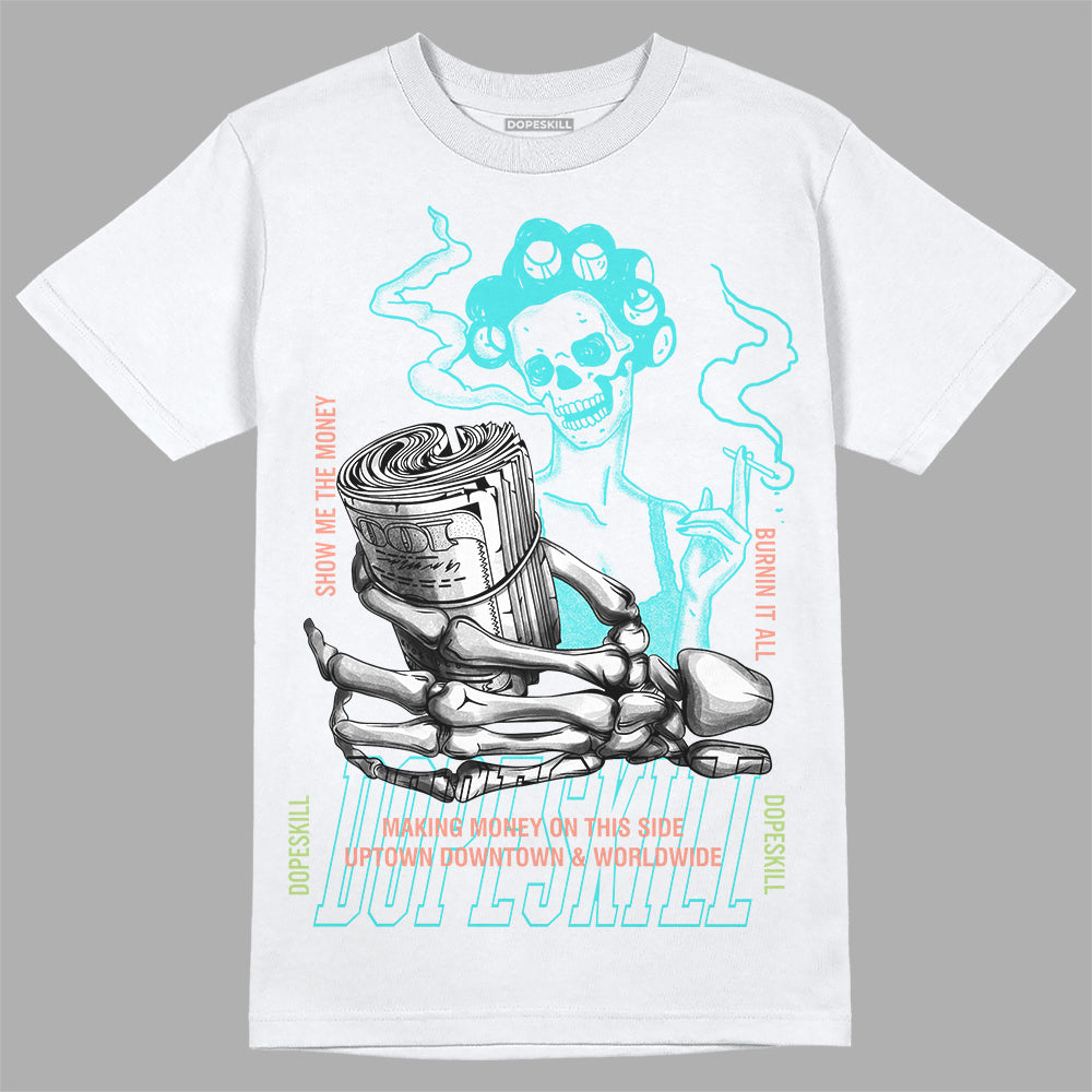 New Balance 9060 “Cyan Burst” DopeSkill T-Shirt Show Me The Money Graphic Streetwear - White