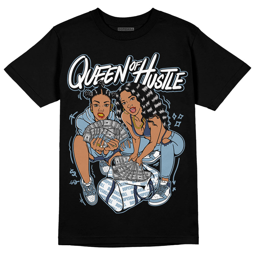 Jordan 1 Mid Diffused Blue DopeSkill T-Shirt Queen Of Hustle Graphic Streetwear - Black