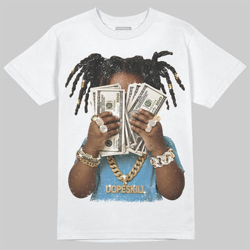 Jordan 11 Low University Blue DopeSkill T-Shirt Rich Youth Graphic Streetwear - White
