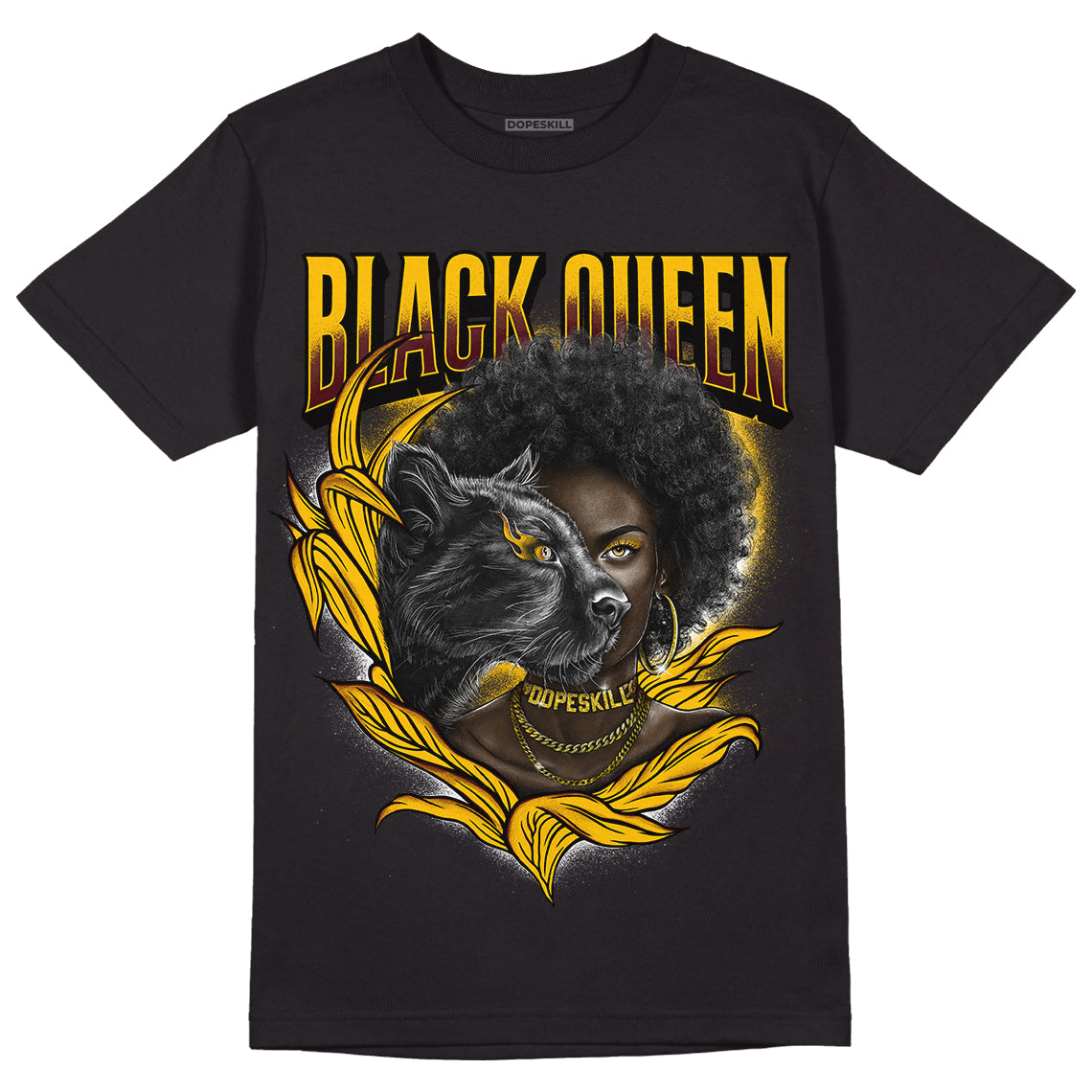 Dunk Yellow Bordeaux DopeSkill T-Shirt New Black Queen Graphic Streetwear - Black