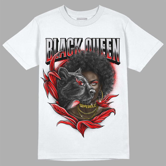 Jordan 4 Retro Red Cement DopeSkill T-Shirt New Black Queen Graphic Streetwear - White