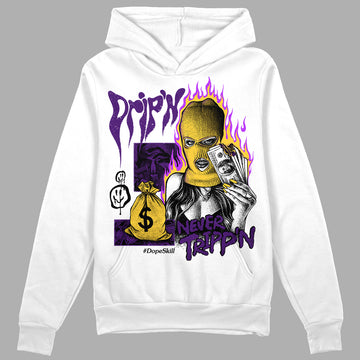 Jordan 12 "Field Purple" DopeSkill Hoodie Sweatshirt Drip'n Never Tripp'n Graphic Streetwear - White