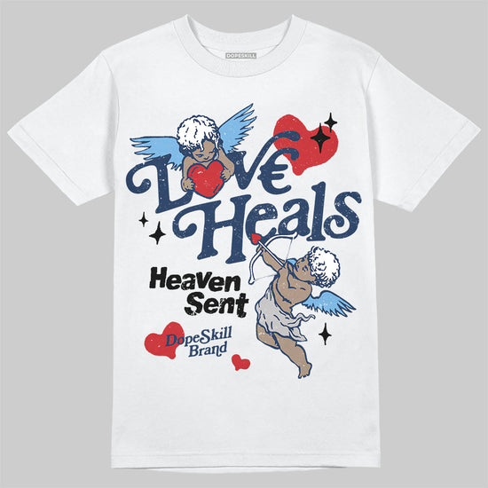 Jordan 4 SB “Summit White/Navy” DopeSkill T-Shirt New Love Heals Graphic Streetwear - White