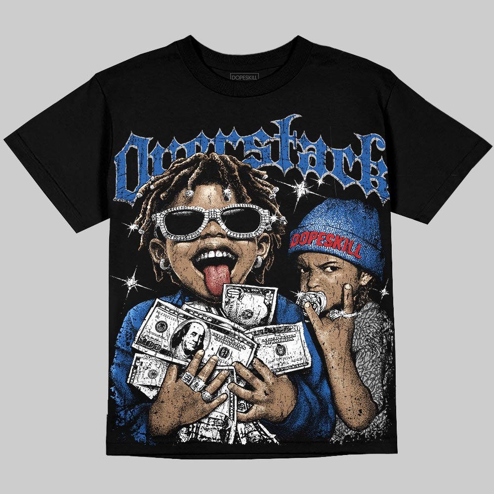Jordan 3 "True Blue" DopeSkill Oversize Print T-Shirt Overstack Graphic Streetwear - Black
