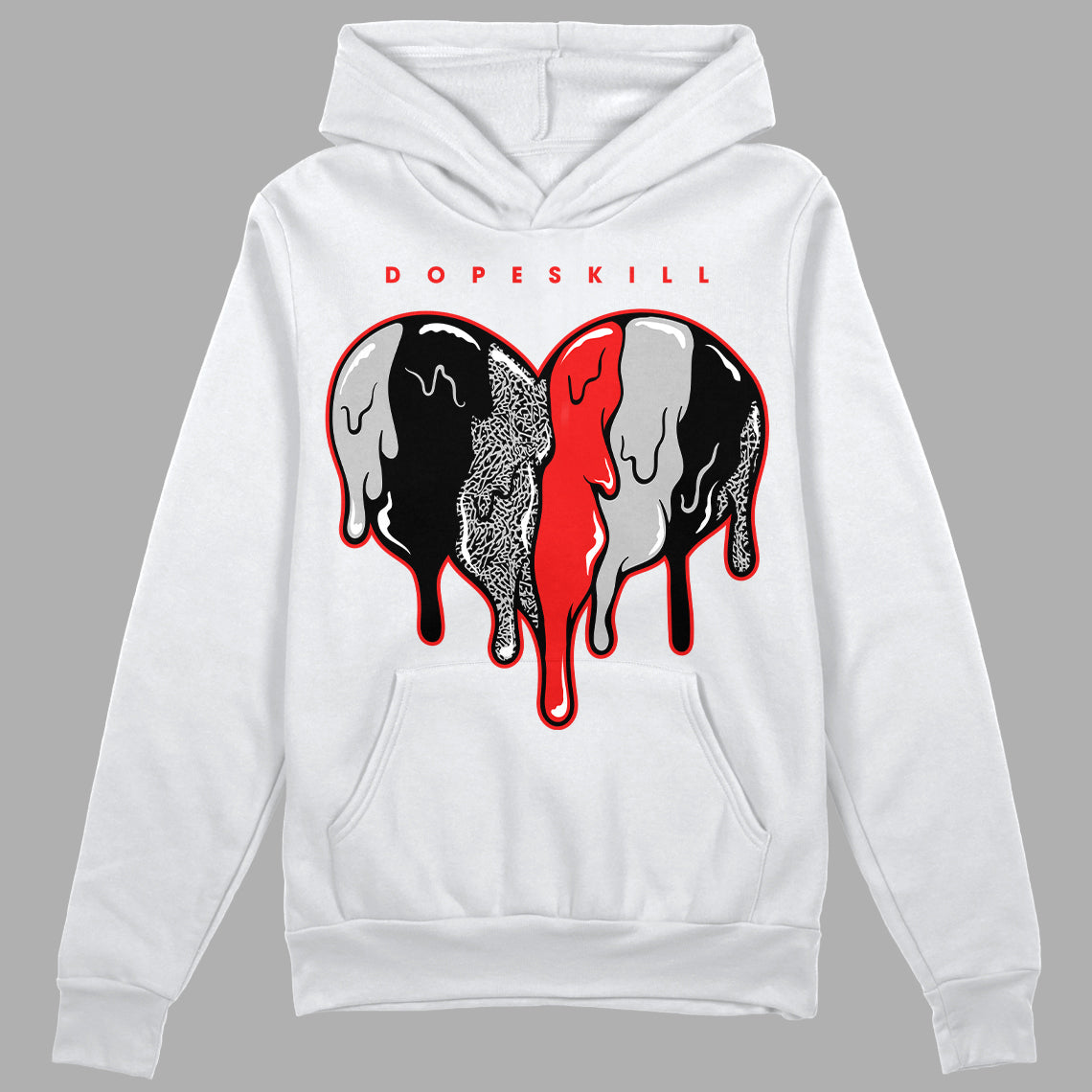 Jordan Spizike Low Bred DopeSkill Hoodie Sweatshirt Slime Drip Heart Graphic Streetwear - White 