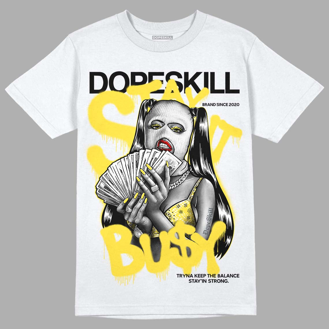 Jordan 11 Low 'Yellow Snakeskin' DopeSkill T-shirt Stay It Busy Graphic Streetwear - White