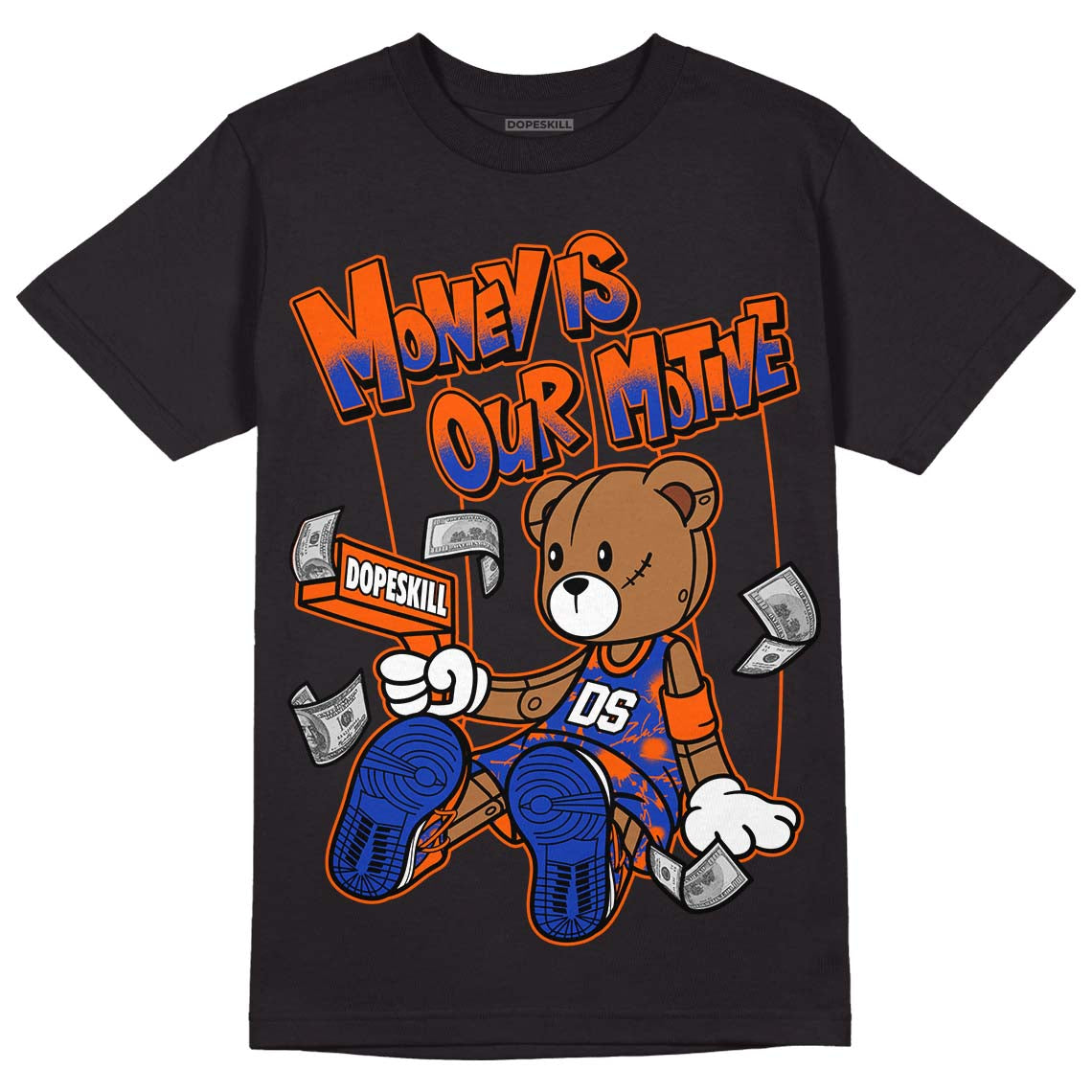 Dunk Low Futura Orange Blaze DopeSkill T-Shirt Money Is Our Motive Bear Graphic Streetwear - Black