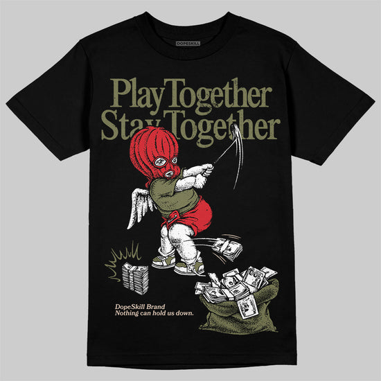 Travis Scott x Jordan 1 Medium Olive DopeSkill T-Shirt Play together, Stay together Graphic Streetwear - Black