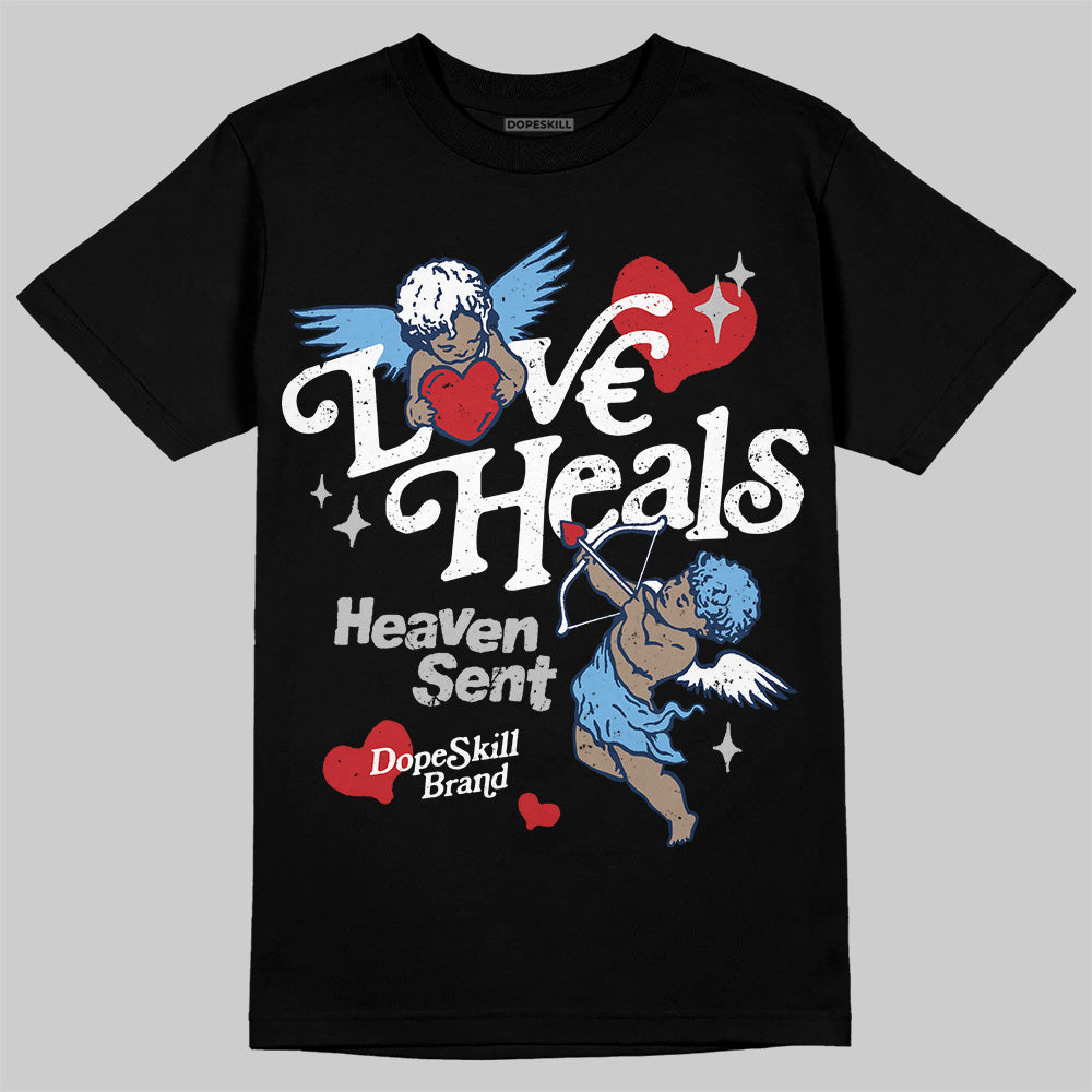 Jordan 4 SB “Summit White/Navy” DopeSkill T-Shirt New Love Heals Graphic Streetwear - Black