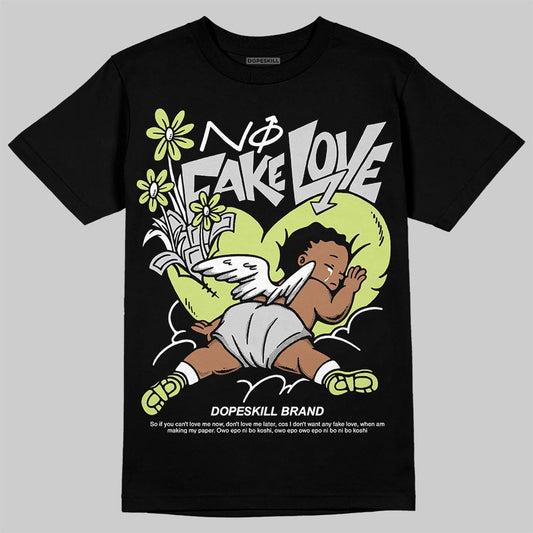 Jordan 4 GS “Light Lemon Twist” DopeSkill T-Shirt No Fake Love Graphic Streetwear - Black