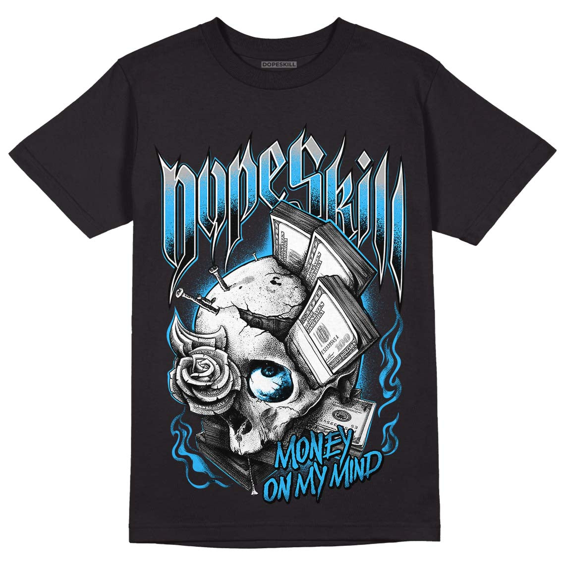 Jordan 2 Low "University Blue" DopeSkill T-Shirt Money On My Mind Graphic Streetwear - Black