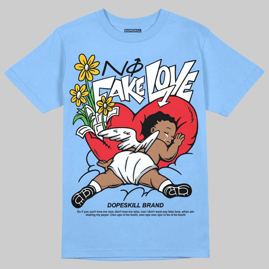 Vans Knu Stack Vintage Satin Dream Blue DopeSkill Blue T-shirt No Fake Love Graphic Streetwear