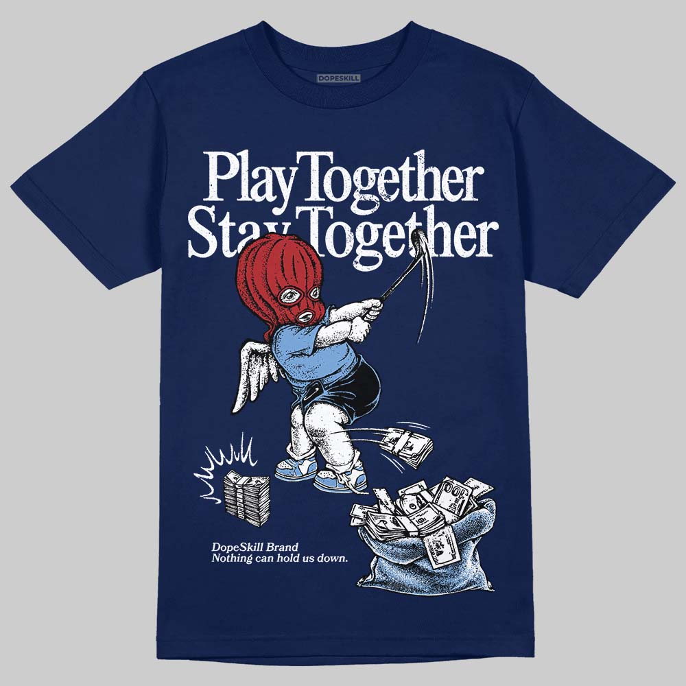 Jordan 1 High OG "Midnight Navy" DopeSkill Navy T-shirt Play together, Stay together Graphic Streetwear