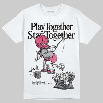 ASICS Gel Kayano 14 Pink Glo DopeSkill T-Shirt Play together, Stay together Graphic Streetwear - White