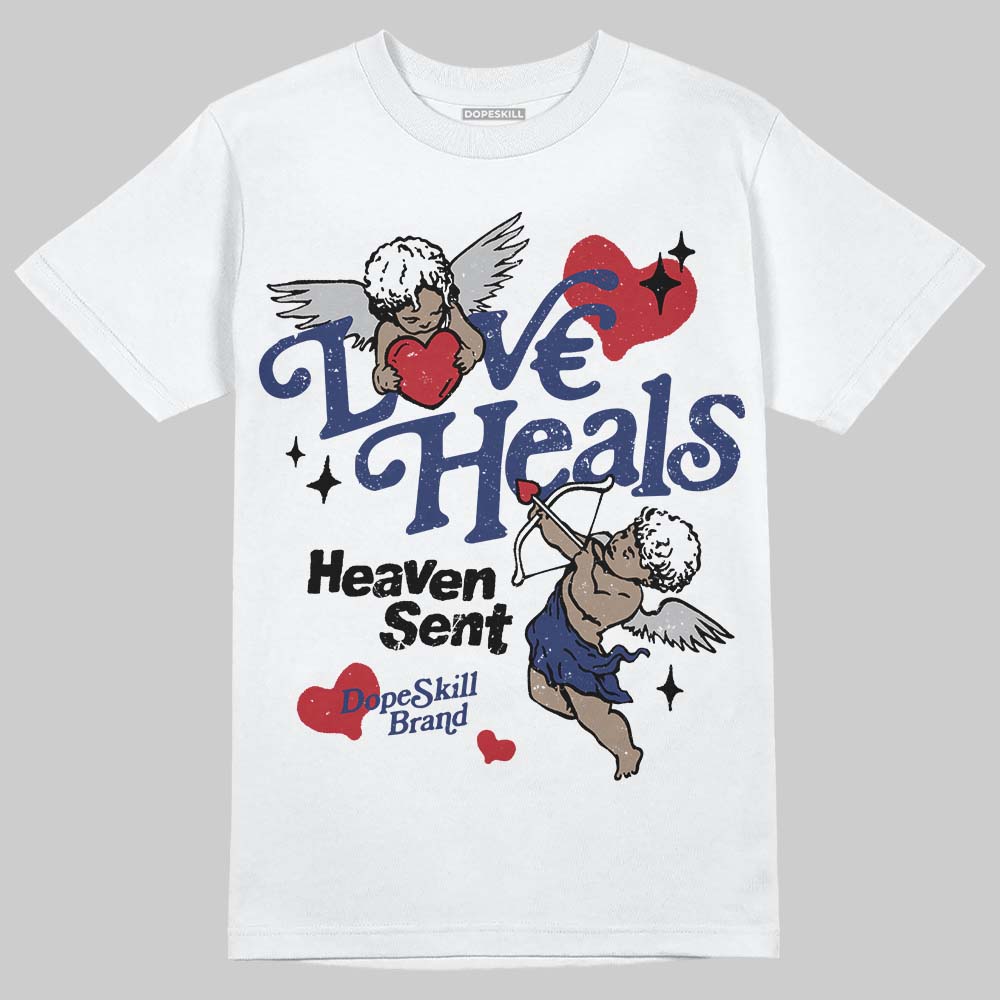 Jordan 1 High OG Rare Air "Deep Royal Blue" DopeSkill T-Shirt New Love Heals Graphic Streetwear - White