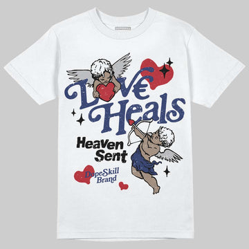 Jordan 1 High OG Rare Air "Deep Royal Blue" DopeSkill T-Shirt New Love Heals Graphic Streetwear - White