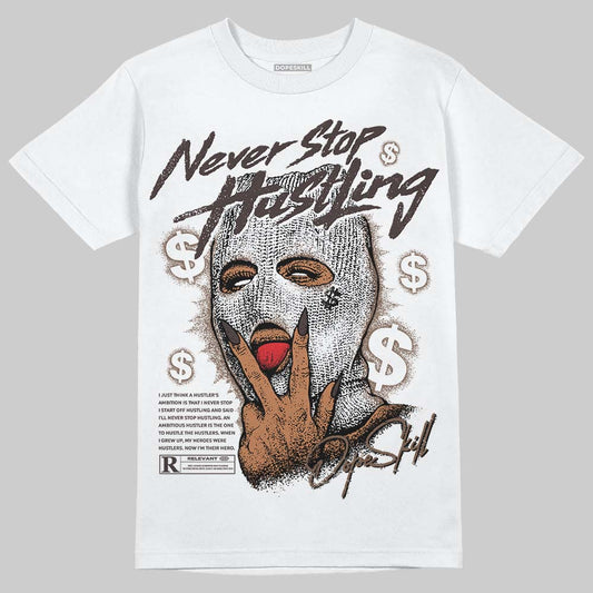 SoleFly x Air Jordan 12 Retro SP 'Cafecito/Baroque Brown' DopeSkill T-Shirt Never Stop Hustling Graphic Streetwear - White