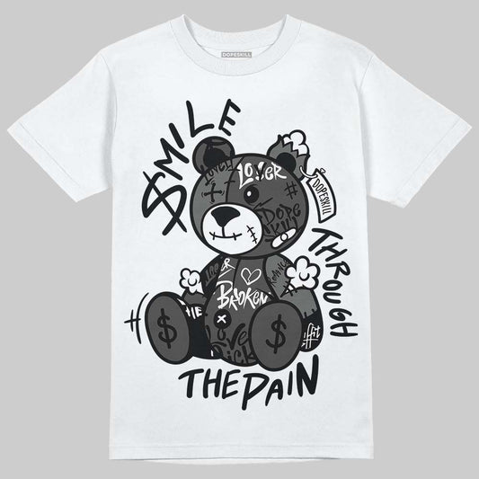 Jordan 4 “Black Cat” (2025) DopeSkill T-Shirt Smile Through The Pain Graphic Streetwear - White