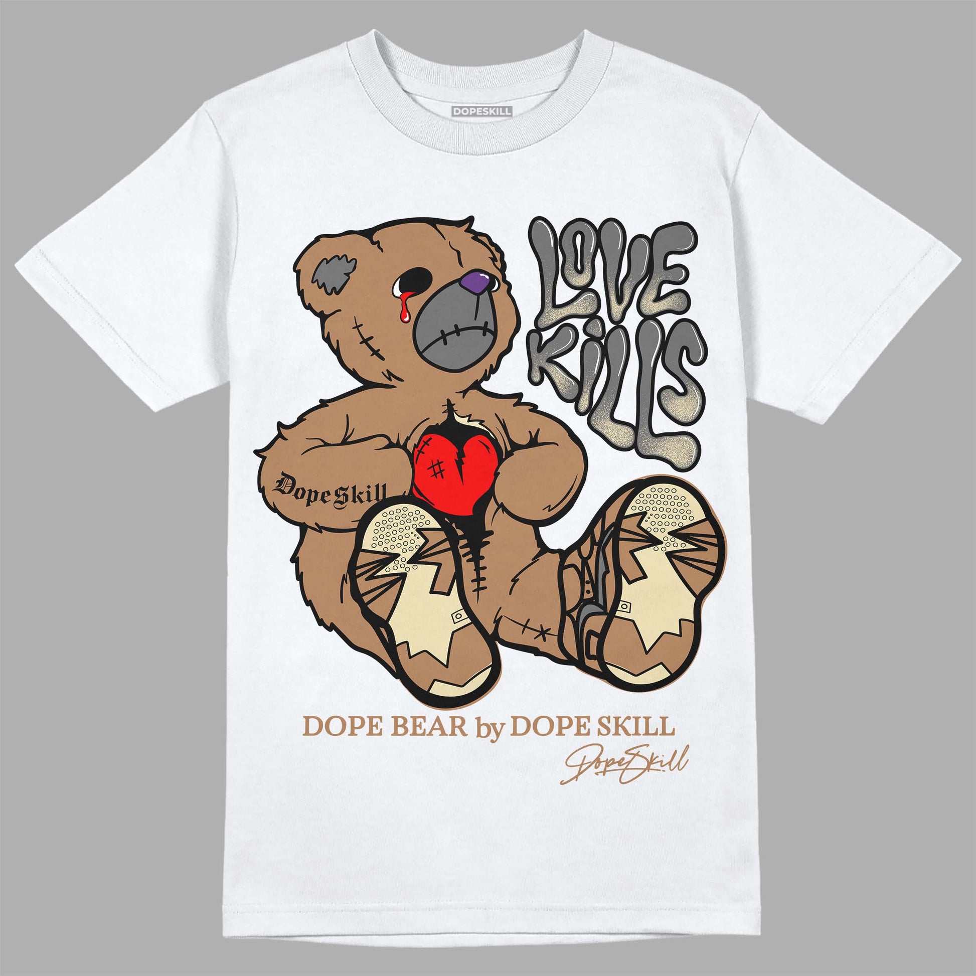 Jordan 6 WMNS Gore-Tex Brown Kelp DopeSkill T-Shirt Love Kills Graphic Streetwear - White