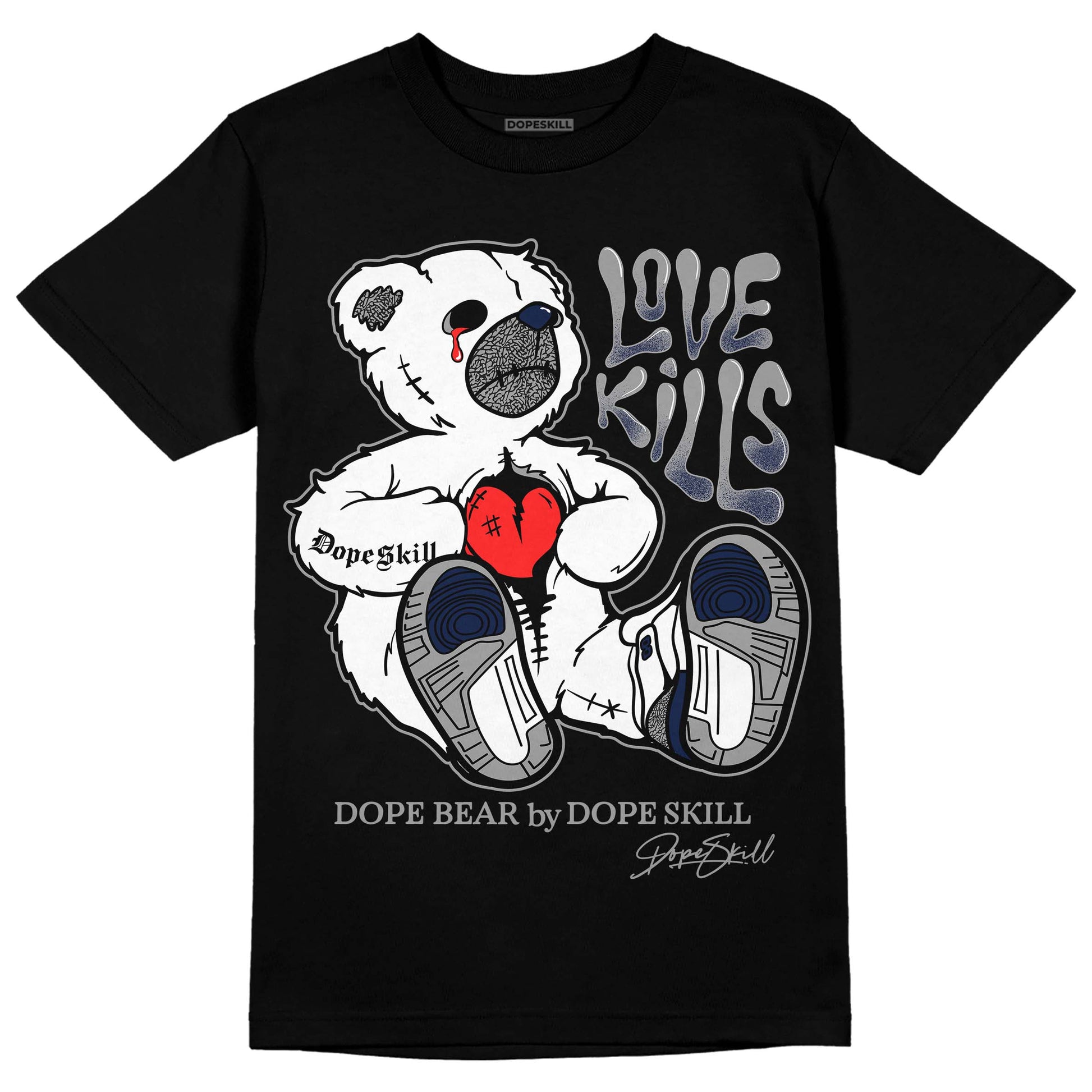 Jordan 3 "Midnight Navy" DopeSkill T-Shirt Love Kills Graphic Streetwear - Black