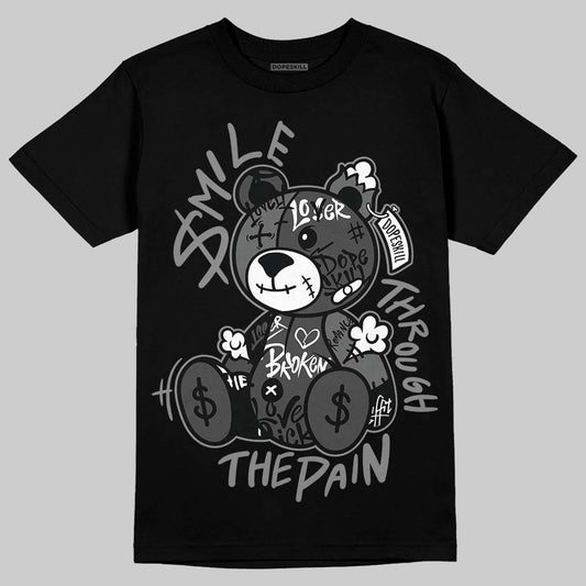 Jordan 4 “Black Cat” (2025) DopeSkill T-Shirt Smile Through The Pain Graphic Streetwear - Black