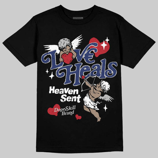 Jordan 1 High OG Rare Air "Deep Royal Blue" DopeSkill T-Shirt New Love Heals Graphic Streetwear - black