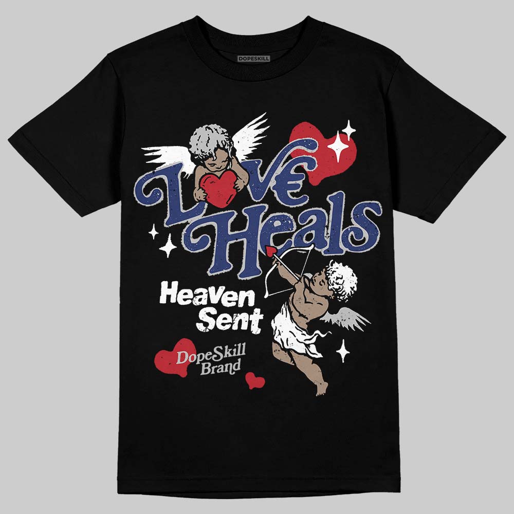 Jordan 1 High OG Rare Air "Deep Royal Blue" DopeSkill T-Shirt New Love Heals Graphic Streetwear - black