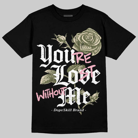SB Dunk Low Pro x Arts-Rec Skateshop Rust Pink and Rough Green DopeSkill T-Shirt You’re Lost Without Me Graphic Streetwear - black