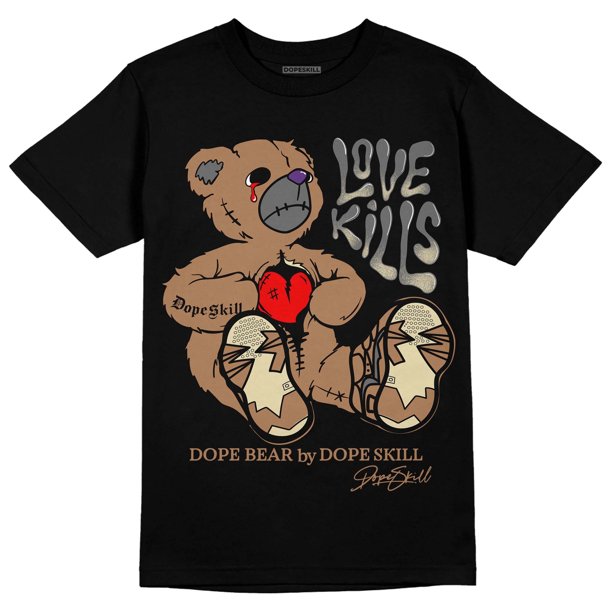 Jordan 6 WMNS Gore-Tex Brown Kelp DopeSkill T-Shirt Love Kills Graphic Streetwear - Black