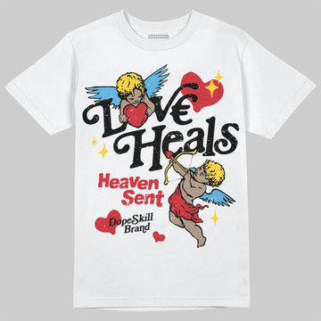 Union LA x Air Jordan 1 High OG “Chicago/Shadow” DopeSkill T-Shirt New Love Heals Graphic Streetwear - White