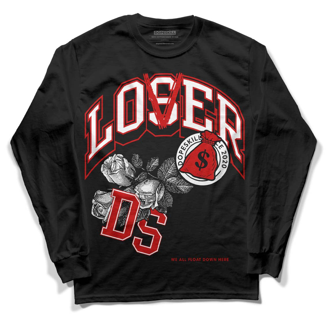 Jordan 1 Retro Low "Black Toe" DopeSkill Long Sleeve T-Shirt Loser Lover Graphic Streetwear - Black