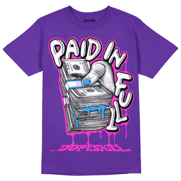 Dunk Low Championship Court Purple DopeSkill Purple T-shirt Paid In Full Graphic Streetwear