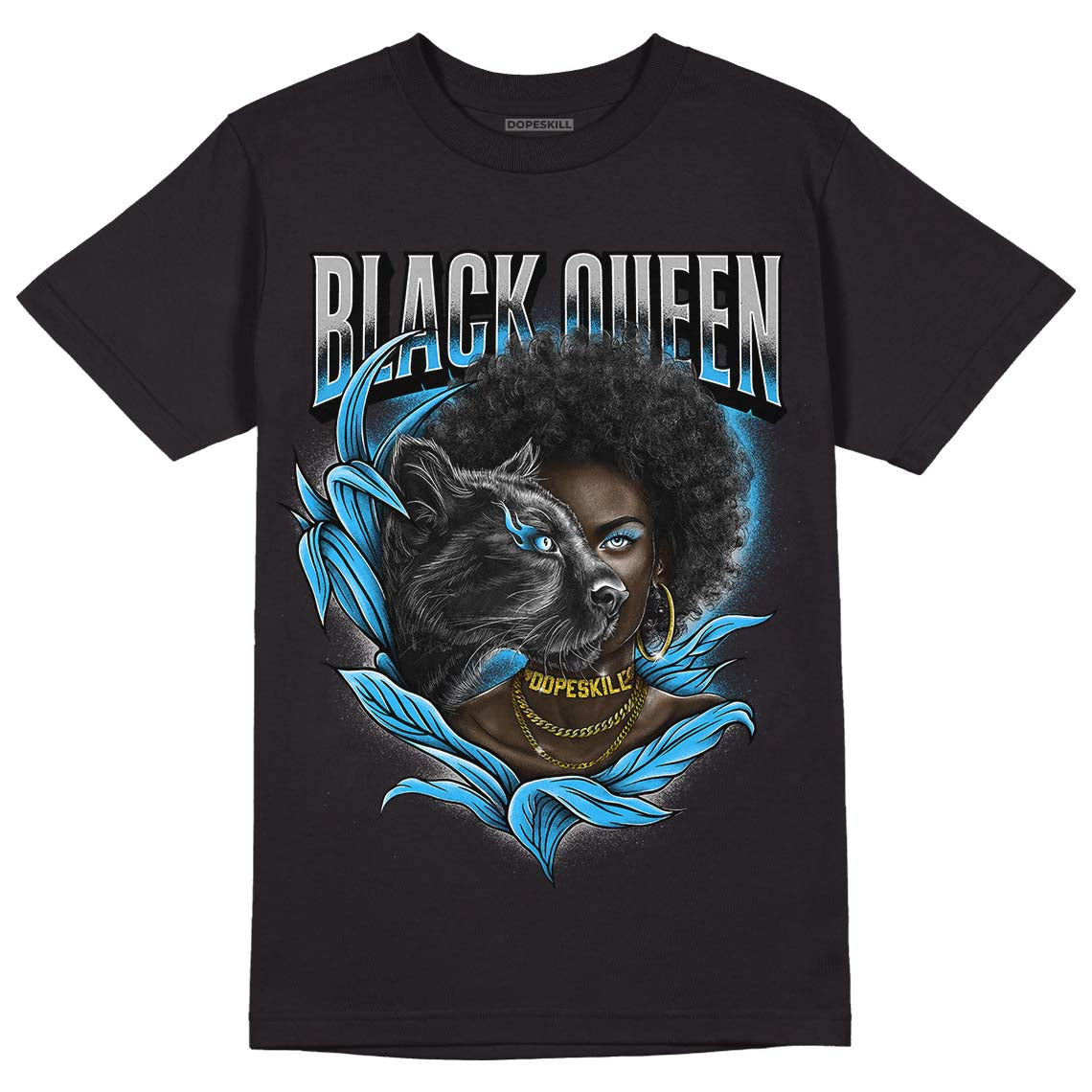 Jordan 2 Low "University Blue" DopeSkill T-Shirt New Black Queen Graphic Streetwear - Black