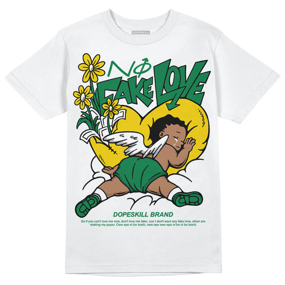 Jordan 5 “Lucky Green” DopeSkill T-Shirt No Fake Love Graphic Streetwear - White