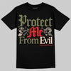 Travis Scott x Jordan 1 Medium Olive DopeSkill T-Shirt Protect Me From Evil Graphic Streetwear - Black