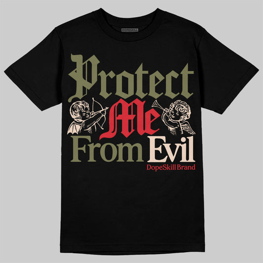 Travis Scott x Jordan 1 Medium Olive DopeSkill T-Shirt Protect Me From Evil Graphic Streetwear - Black