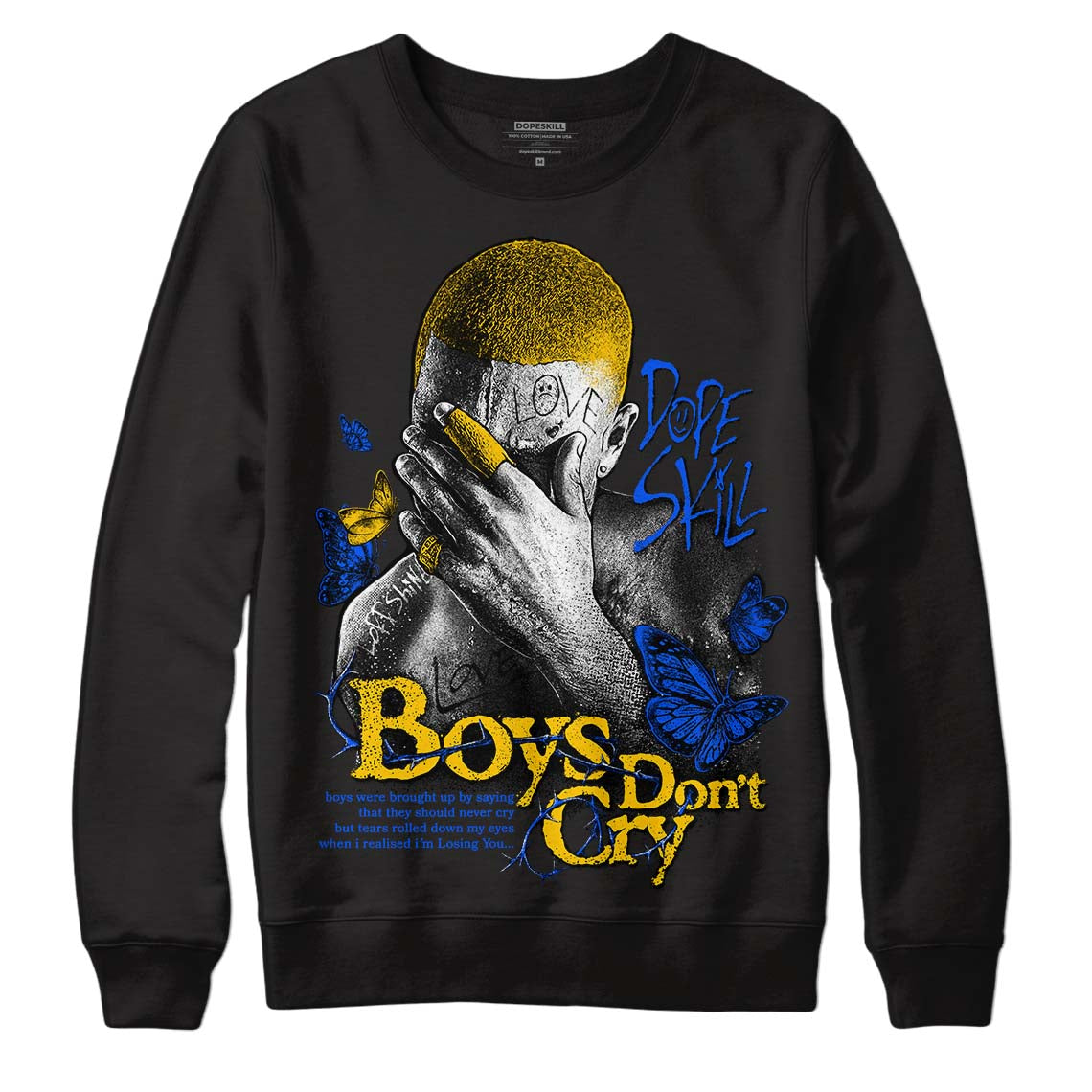 Jordan 14 “Laney” DopeSkill Sweatshirt Boys Don't Cry Graphic Streetwear - Black