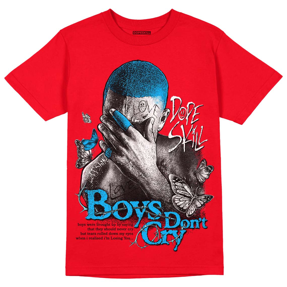 Jordan 4 Red Thunder DopeSkill Red T-Shirt Boys Don't Cry Graphic Streetwear