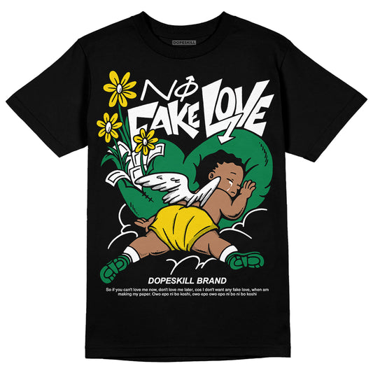 Jordan 5 “Lucky Green” DopeSkill T-Shirt No Fake Love Graphic Streetwear - Black