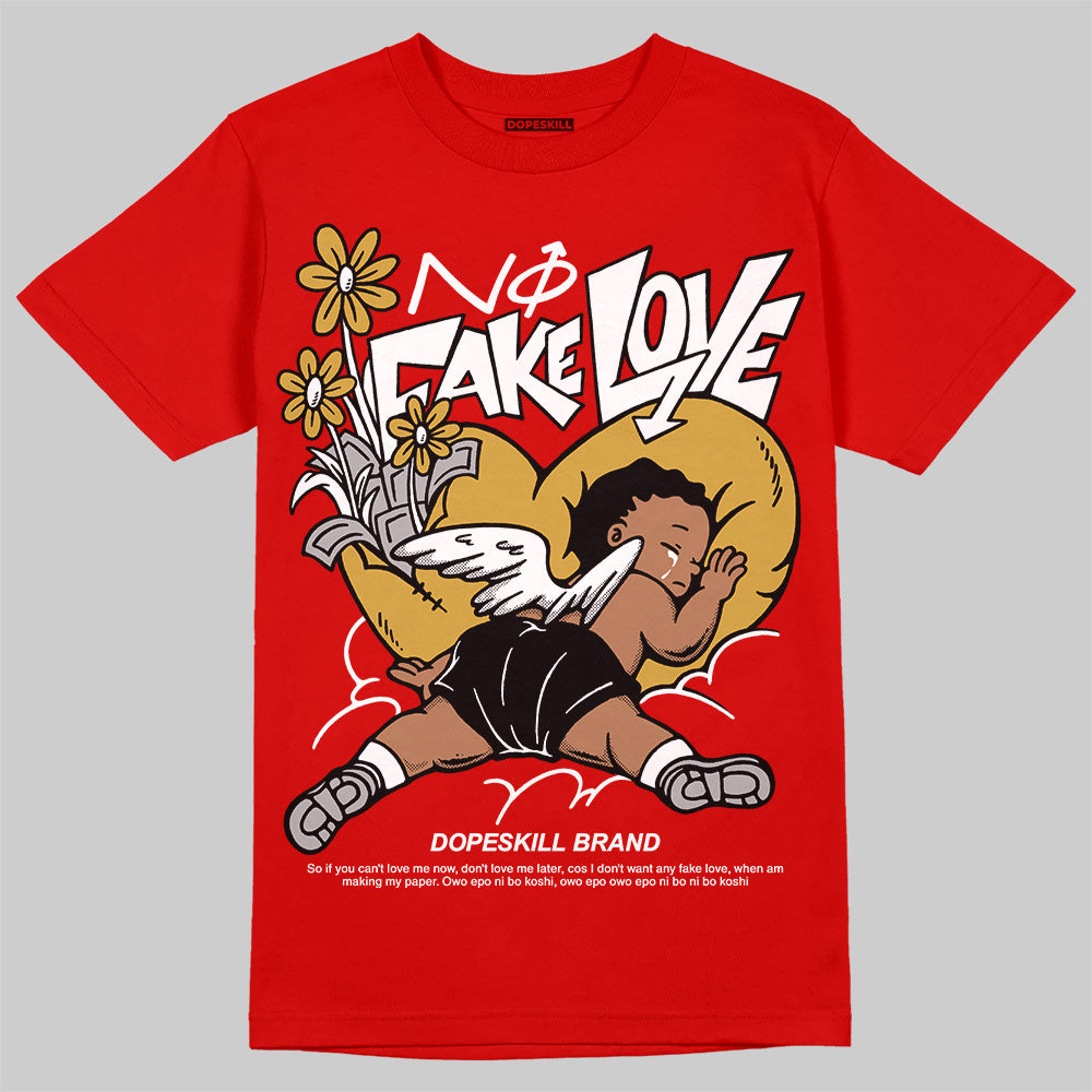 Jordan 11 “Bred Velvet” DopeSkill Red T-shirt No Fake Love Graphic Streetwear