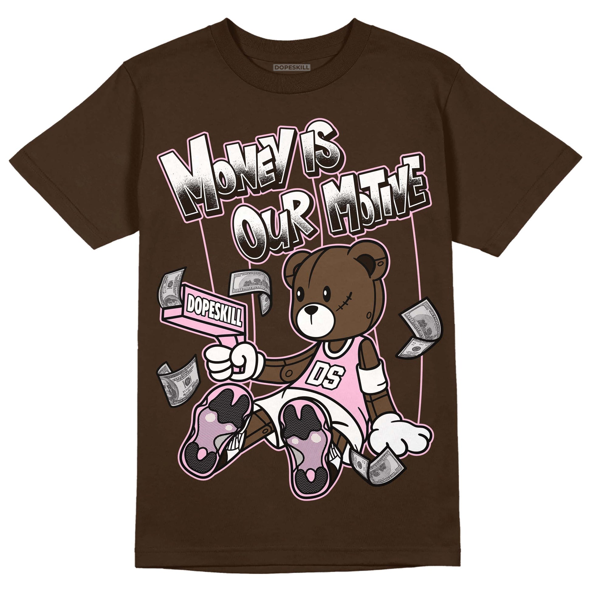 Jordan 11 Retro Neapolitan DopeSkill Velvet Brown T-shirt Money Is Our Motive Bear Graphic Streetwear