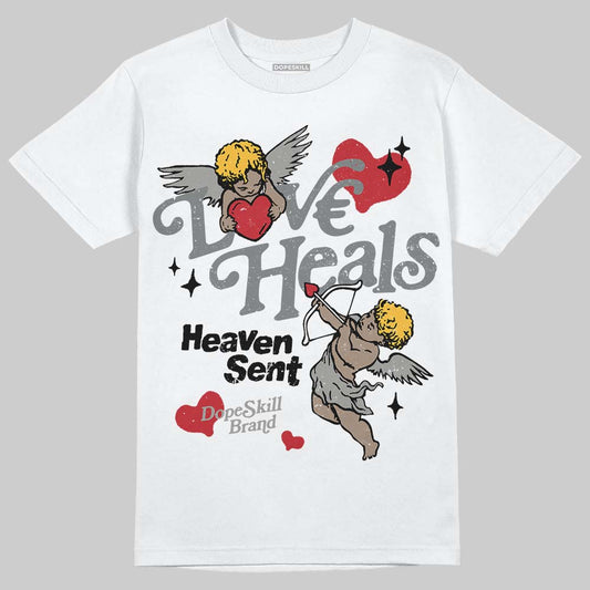 Jordan 9 Cool Grey DopeSkill T-Shirt New Love Heals Graphic Streetwear - White