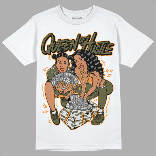 Jordan 5 "Olive" DopeSkill T-Shirt Queen Of Hustle Graphic Streetwear - White 