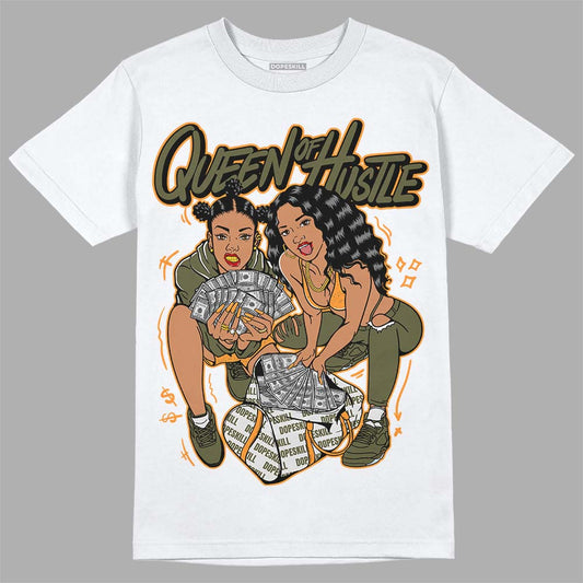 Jordan 5 "Olive" DopeSkill T-Shirt Queen Of Hustle Graphic Streetwear - White 