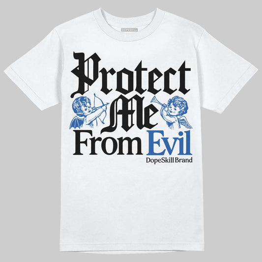 Air Foamposite One “International Blue” DopeSkill T-Shirt Protect Me From Evil Graphic Streetwear - White 