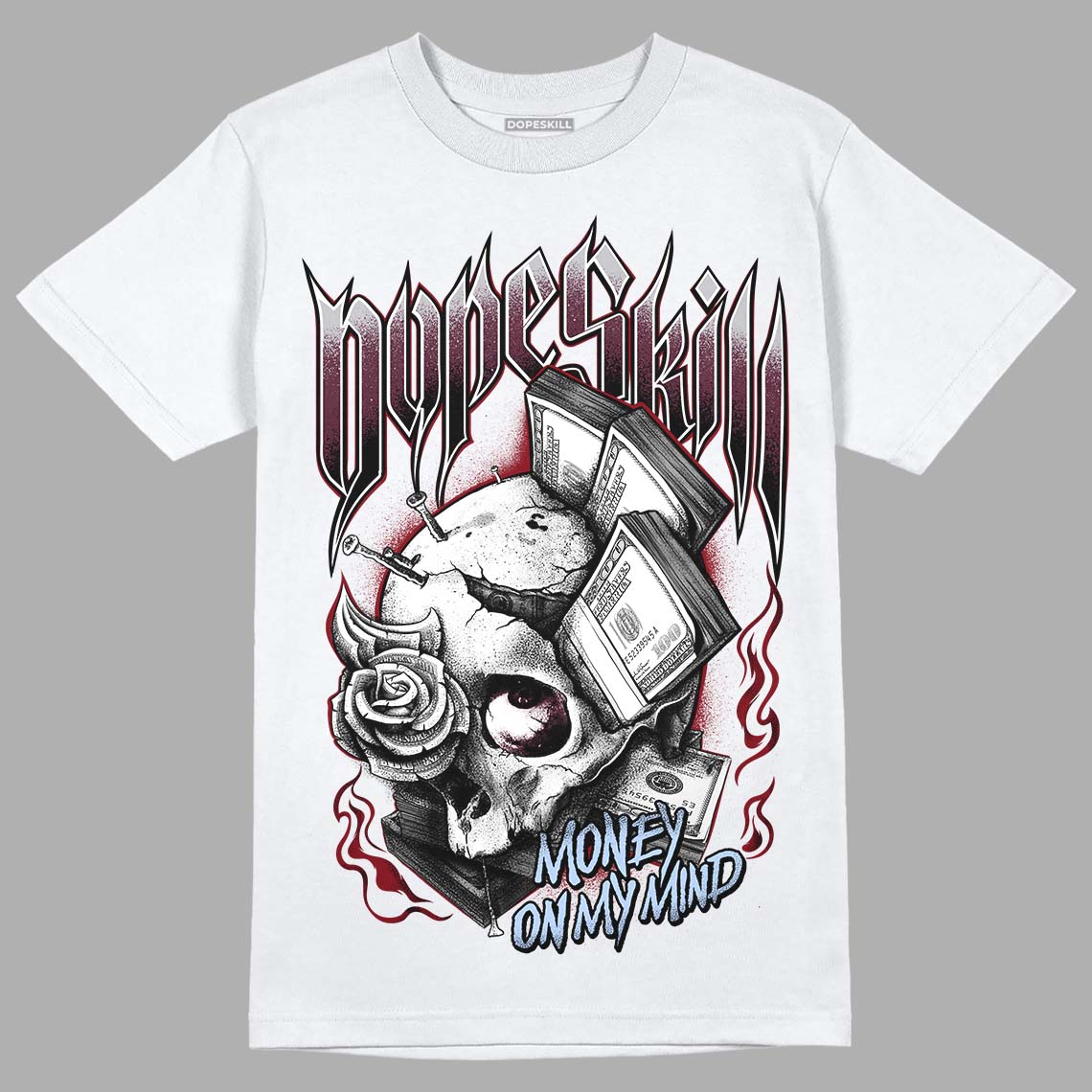 Jordan 5 Retro Burgundy (2023) DopeSkill T-Shirt Money On My Mind Graphic Streetwear - White