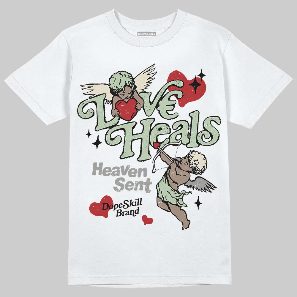 Jordan 4 WMNS “Seafoam” (2025) DopeSkill T-Shirt New Love Heals Graphic Streetwear - White